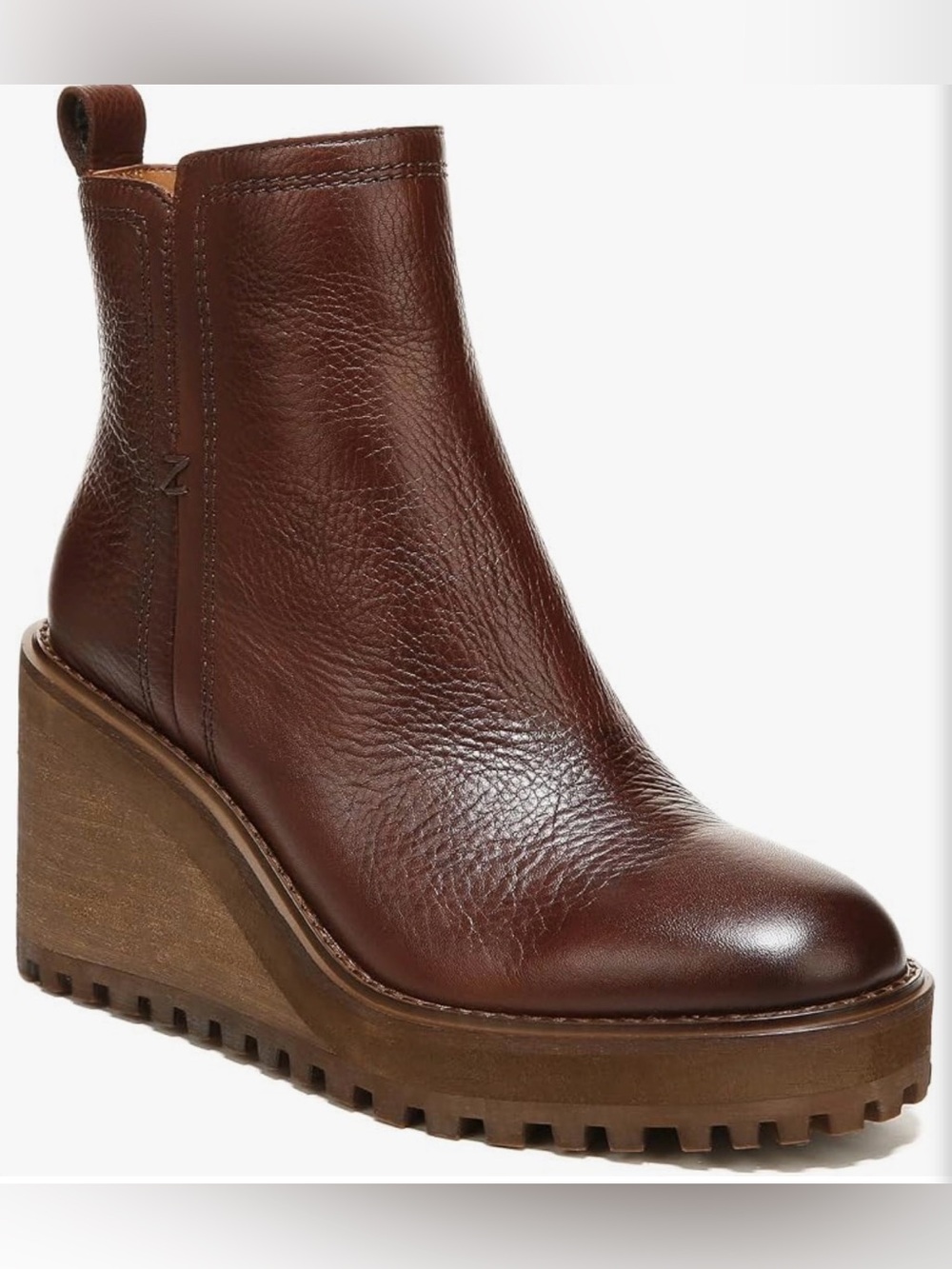 Zodiac Julie Wedge Brown Leather Booties